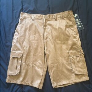 Tan Cargo Shorts with Sturdy Cotton Fabric